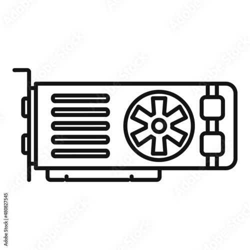 Video card hardware icon outline vector. Gpu fan