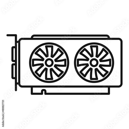 Video card memory icon outline vector. Computer graphic