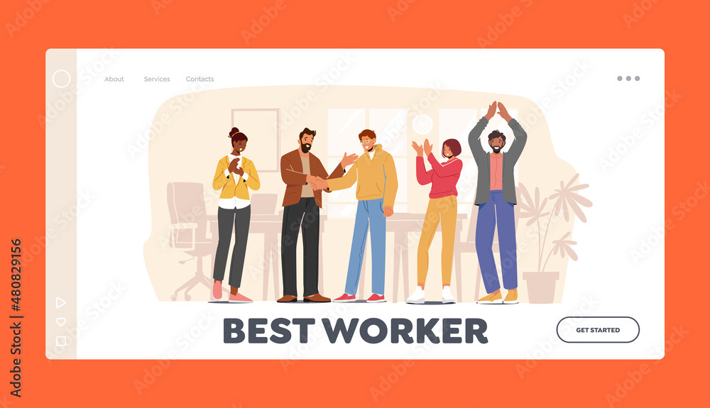 Best Worker Encouraging Landing Page Template. Success, Congratulation Business Colleagues. Boss Congratulate Officer Best Worker Encouraging Landing Page Template. Success, Congratulation Business Colleagues. Boss Congratulate Officer
