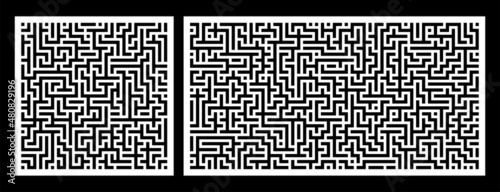 Laser cutting template for decorative panel. Abstract maze pattern. Vector illustration.