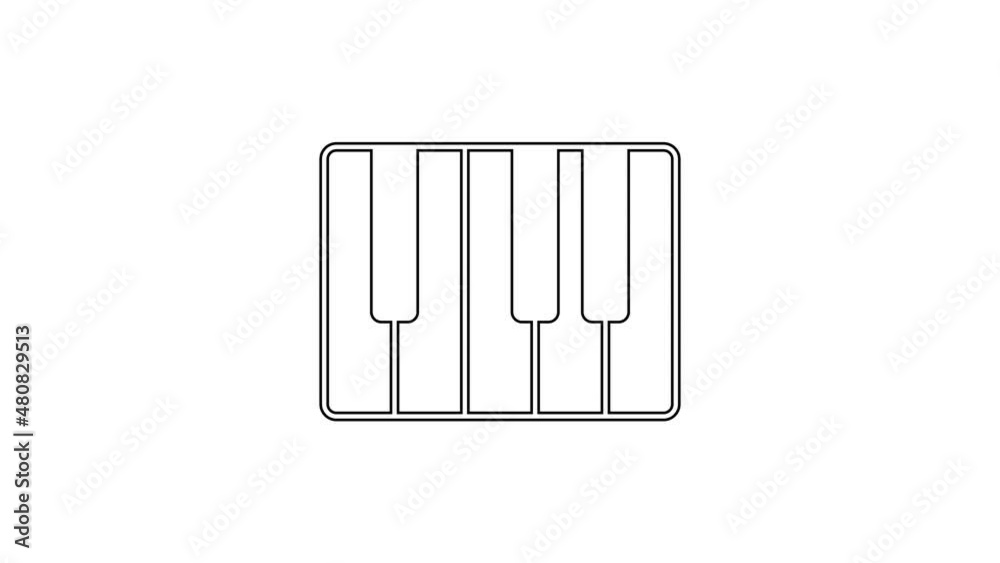 Black line Music synthesizer icon isolated on white background. Electronic piano. 4K Video motion graphic animation Black line Music synthesizer icon isolated on white background. Electronic piano. 4K Video motion graphic animation