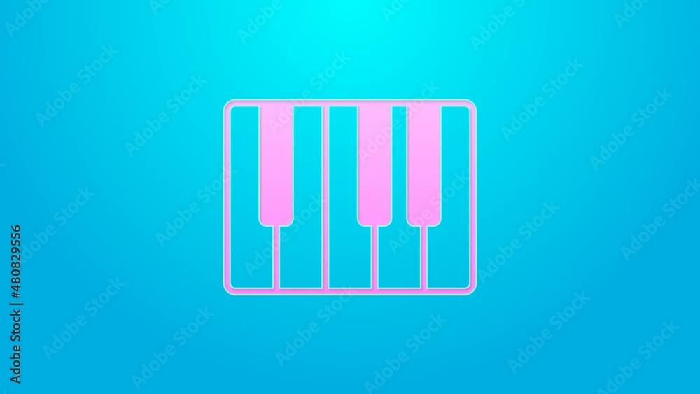 Pink line Music synthesizer icon isolated on blue background. Electronic piano. 4K Video motion graphic animation Pink line Music synthesizer icon isolated on blue background. Electronic piano. 4K Video motion graphic animation