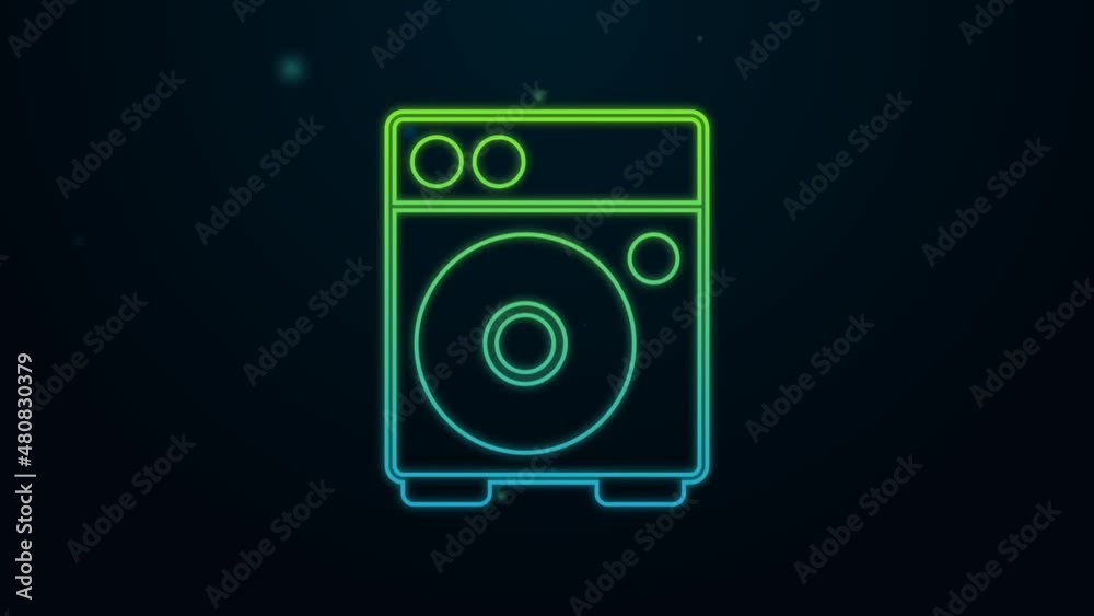 Glowing neon line Guitar amplifier icon isolated on black background. Musical instrument. 4K Video motion graphic animation Glowing neon line Guitar amplifier icon isolated on black background. Musical instrument. 4K Video motion graphic animation