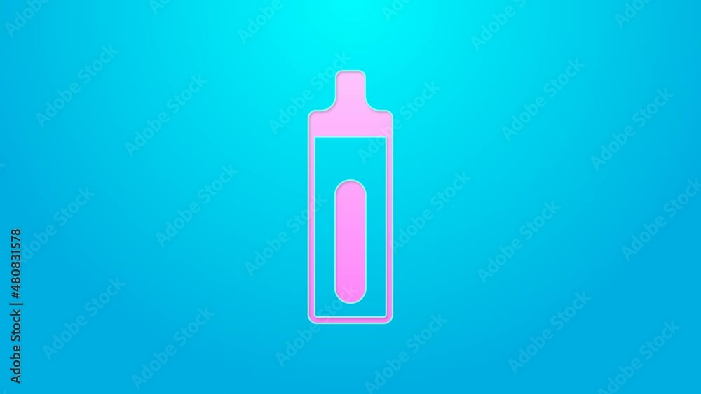 Pink line Electronic cigarette icon isolated on blue background. Vape smoking tool. Vaporizer Device. 4K Video motion graphic animation Pink line Electronic cigarette icon isolated on blue background. Vape smoking tool. Vaporizer Device. 4K Video motion graphic animation