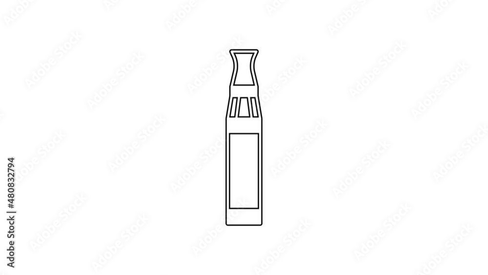 Black line Electronic cigarette icon isolated on white background. Vape smoking tool. Vaporizer Device. 4K Video motion graphic animation Black line Electronic cigarette icon isolated on white background. Vape smoking tool. Vaporizer Device. 4K Video motion graphic animation