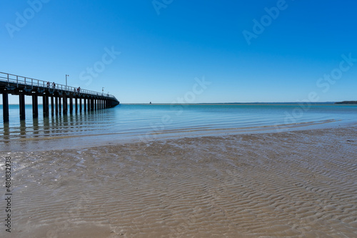 Ripples in the sand at low tide at Urangan Pier. © Silky Oaks