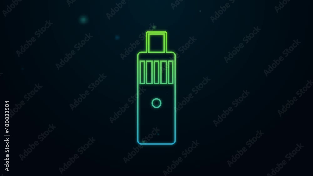 Glowing neon line Vape mod device icon isolated on black background. Vape smoking tool. Vaporizer Device. 4K Video motion graphic animation Glowing neon line Vape mod device icon isolated on black background. Vape smoking tool. Vaporizer Device. 4K Video motion graphic animation