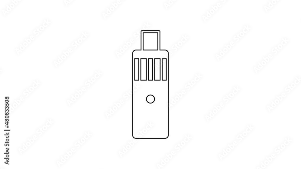 Black line Vape mod device icon isolated on white background. Vape smoking tool. Vaporizer Device. 4K Video motion graphic animation Black line Vape mod device icon isolated on white background. Vape smoking tool. Vaporizer Device. 4K Video motion graphic animation