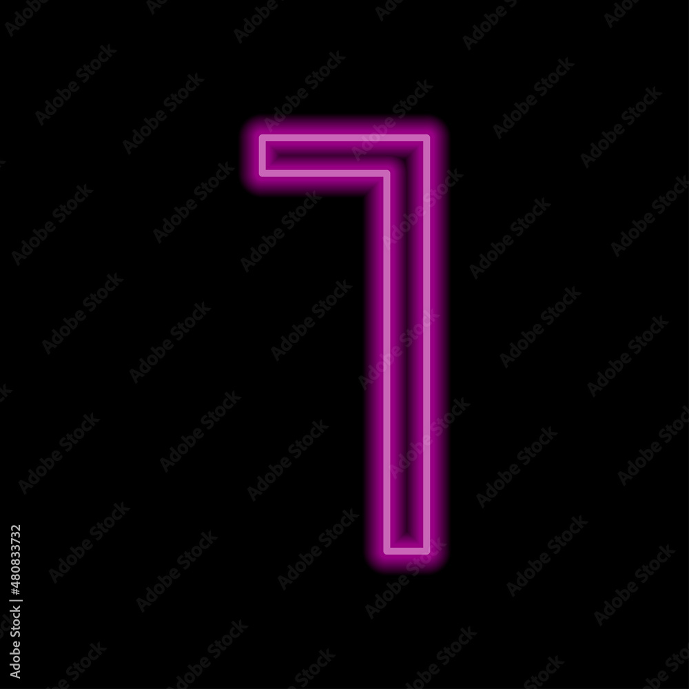Number one, numeral simple icon vector. Flat desing. Purple neon on black background.ai Number one, numeral simple icon vector. Flat desing. Purple neon on black background.ai