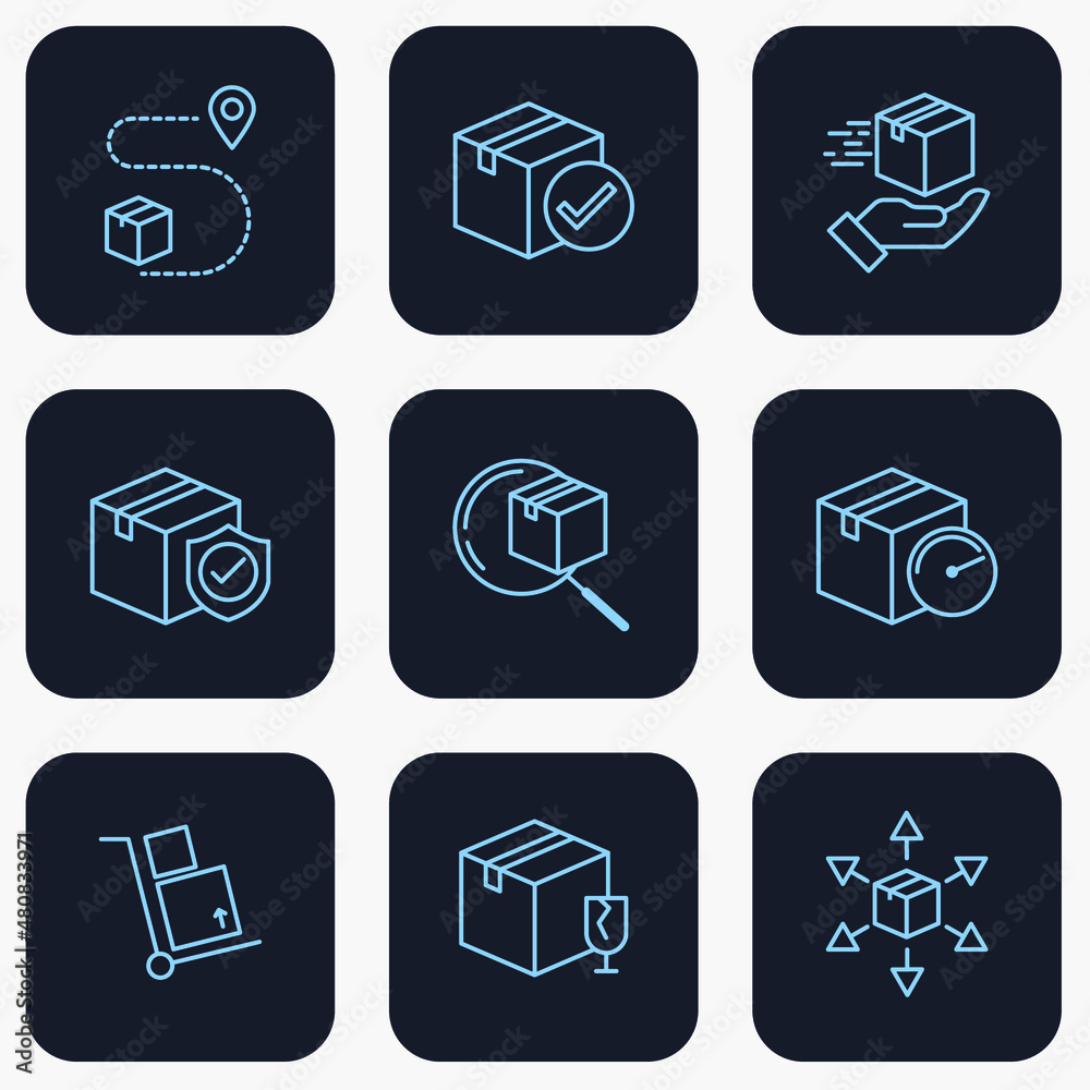 Set of Delivery logistics icon. shipping pack symbol template for graphic and web design collection logo vector illustration Set of Delivery logistics icon. shipping pack symbol template for graphic and web design collection logo vector illustration