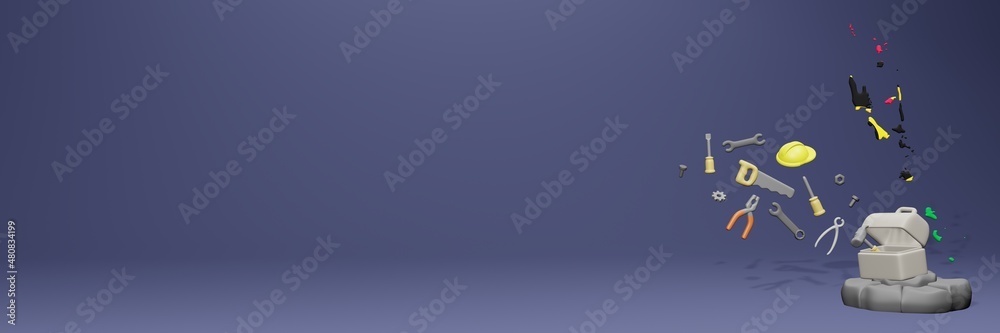 Obraz premium 3d rendering of work tools and porters in Vanuatu for cover website