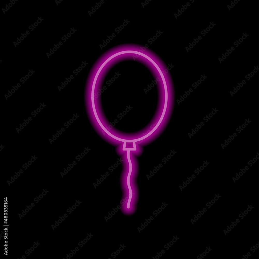 Balloon simple icon vector. Flat desing. Purple neon on black background.ai Balloon simple icon vector. Flat desing. Purple neon on black background.ai