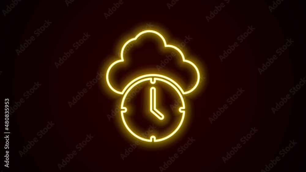 Glowing neon line Clock icon isolated on black background. Time symbol. 4K Video motion graphic animation Glowing neon line Clock icon isolated on black background. Time symbol. 4K Video motion graphic animation