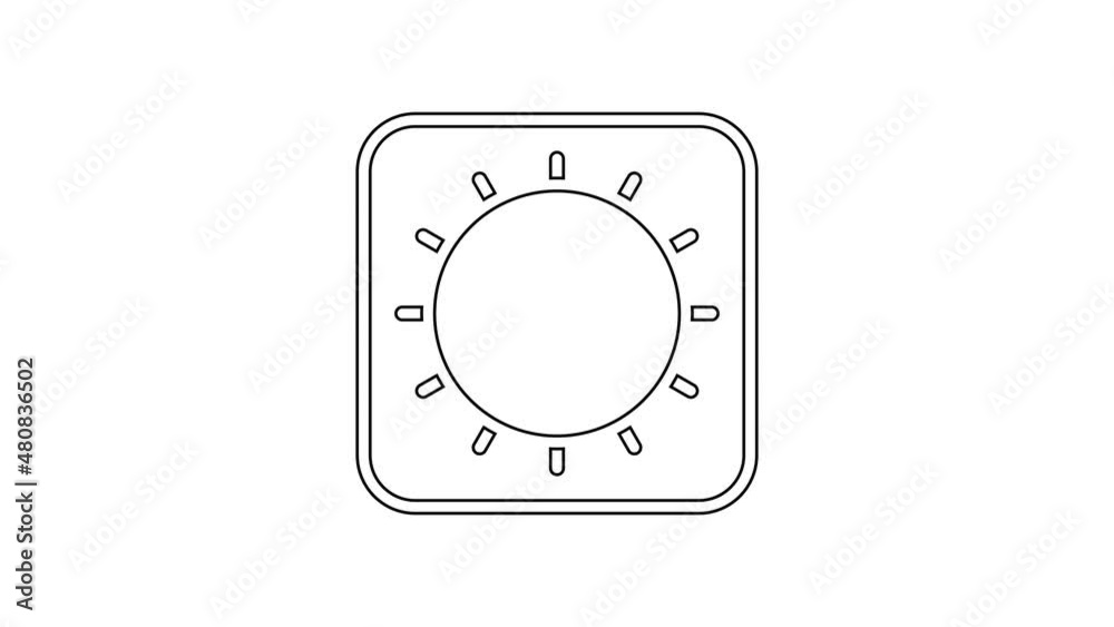 Black line Sun icon isolated on white background. 4K Video motion graphic animation Black line Sun icon isolated on white background. 4K Video motion graphic animation