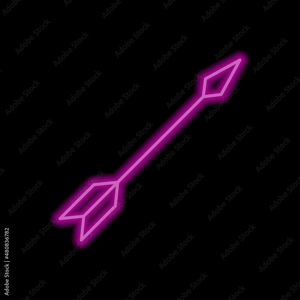 Arrow simple icon vector. Flat desing. Purple neon on black background.ai Arrow simple icon vector. Flat desing. Purple neon on black background.ai