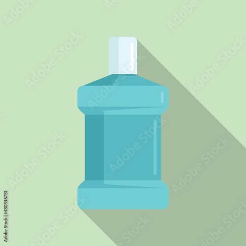 Oral mouthwash icon flat vector. Wash bottle