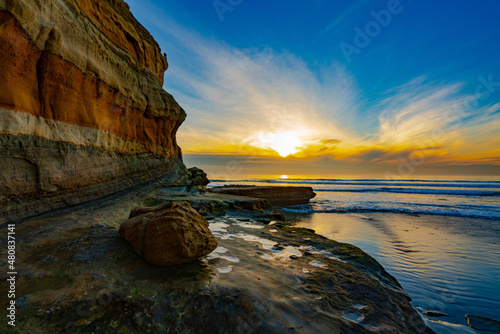 Sunset Over the Rocks of Torrey Pines photo