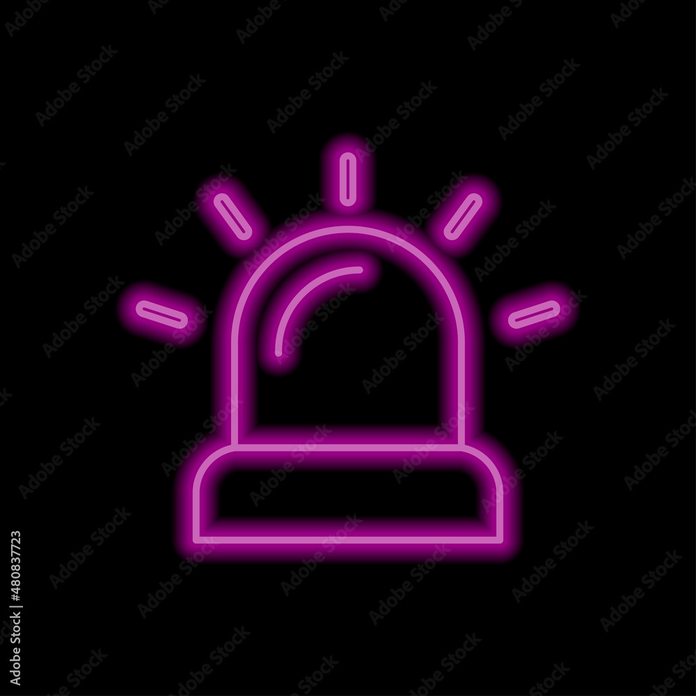 Siren simple icon. Flat desing. Purple neon on black background.ai Siren simple icon. Flat desing. Purple neon on black background.ai