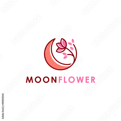 Moon flower logo design nature icon