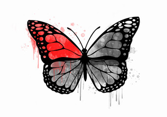 Fototapete Schmetterlinge im Grunge Aquarell Schmetterling Bunte Farbtropfen  © britaseifert