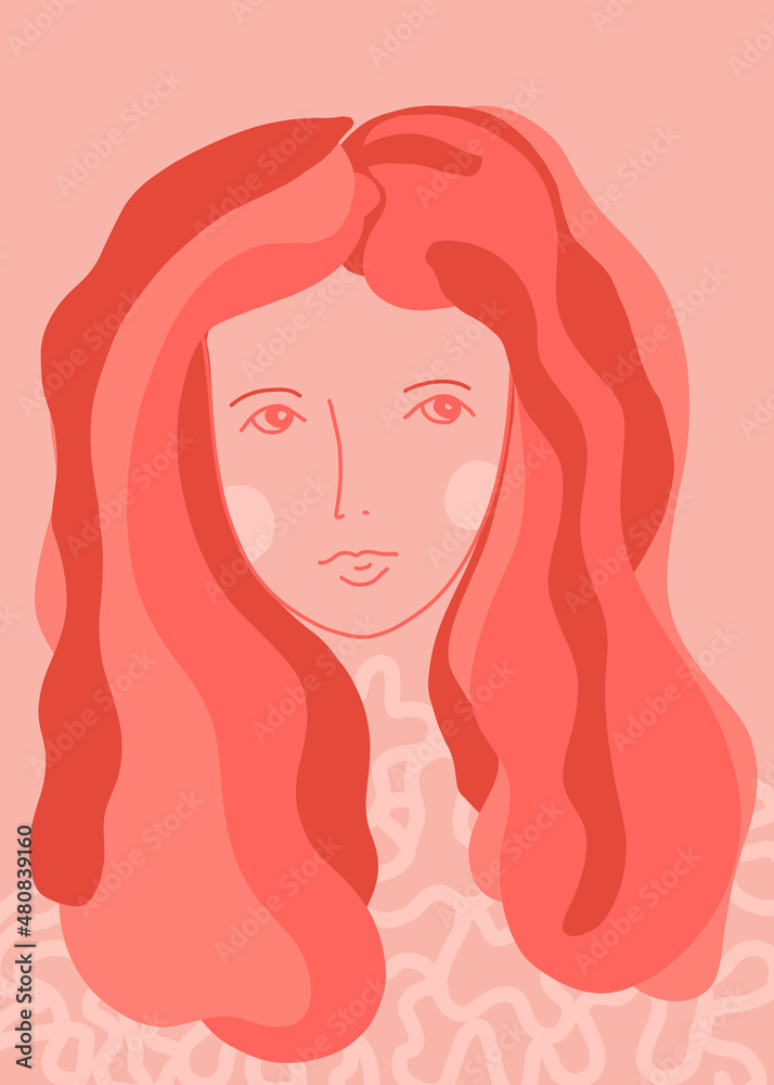 Female illustration abstract pink and blush with a knit sweater