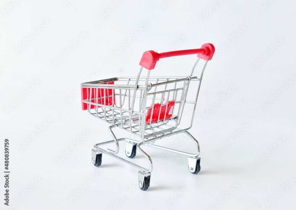 empty supermarket shopping cart isolated on white background empty supermarket shopping cart isolated on white background