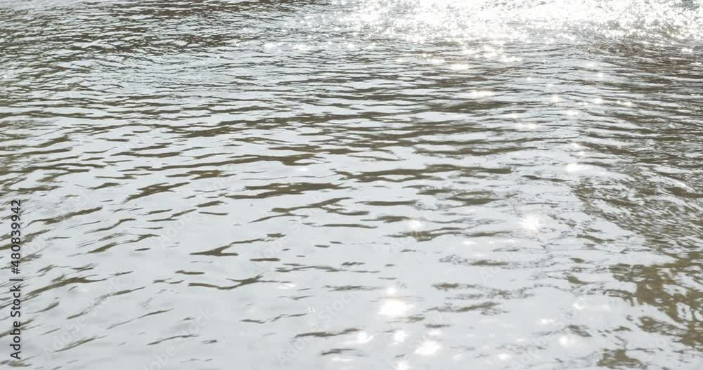 The flow of sunlight falls on the surface of the water. sparkling on the water surface in the midst of flowing water. The flow of sunlight falls on the surface of the water. sparkling on the water surface in the midst of flowing water.