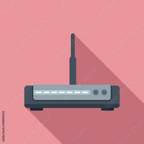 Broadband modem icon flat vector. Internet router