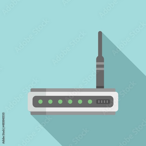 Network modem icon flat vector. Internet router