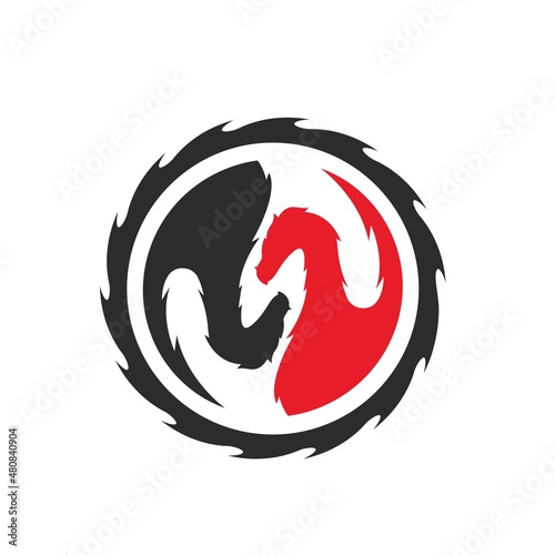 dragon yin yang concept  vector illustration design