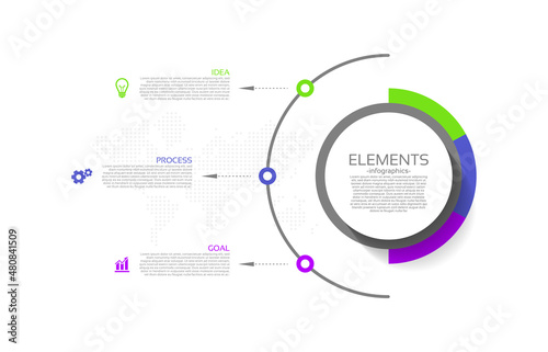 Flat infographic elements template colorful with 3 step