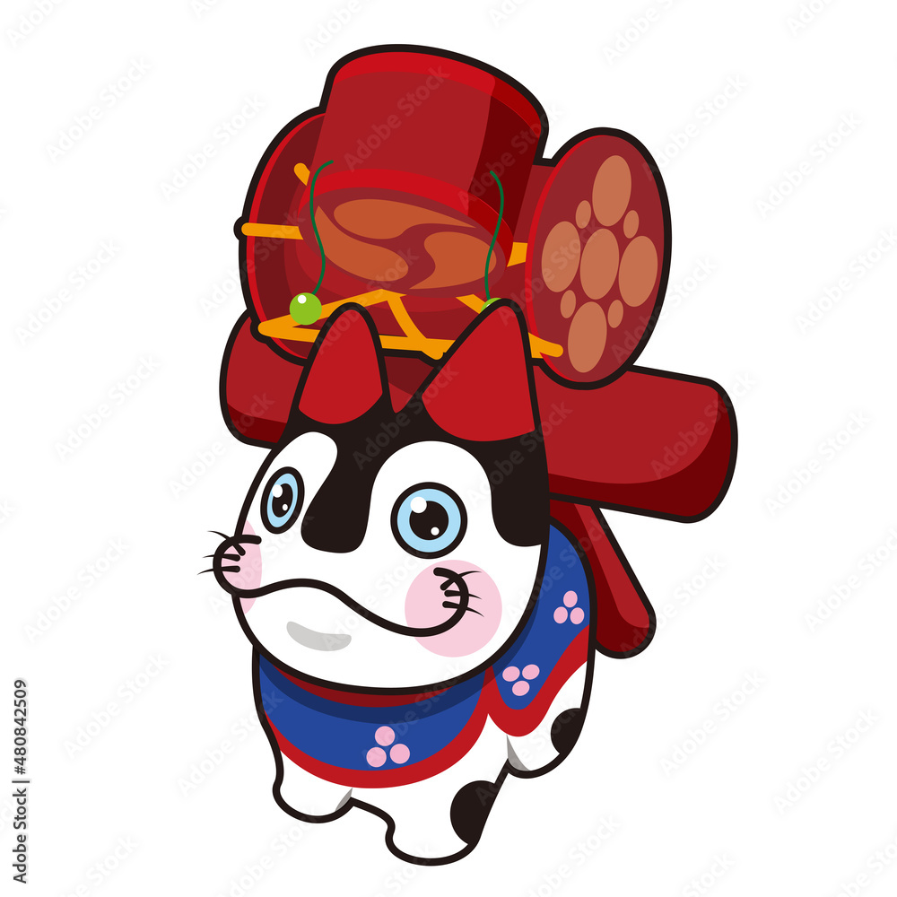 Naklejka premium 年賀素材：犬張子
