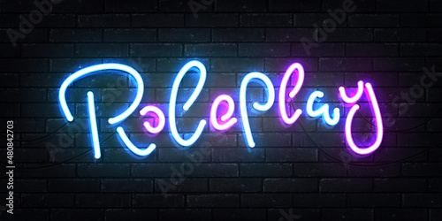 Vector realistic isolated neon sign of Roleplay logo on the wall background. photo