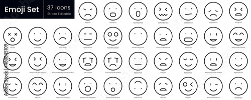 Tableau sur toile Outline Set of Emoji Icons