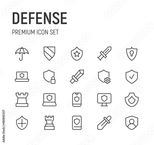 Set of defense line icons.