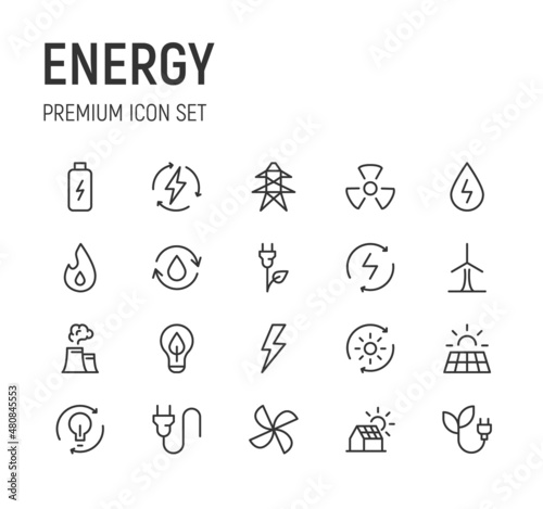 Set of energy line icons.