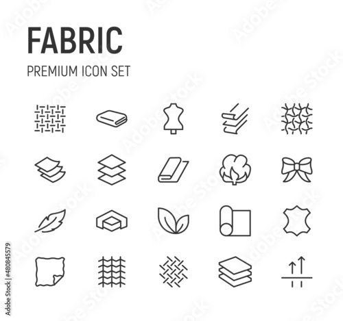 Set of fabric line icons.