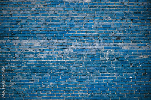 old blue brick wall