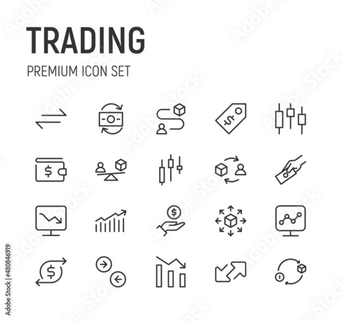 Set of trading line icons.