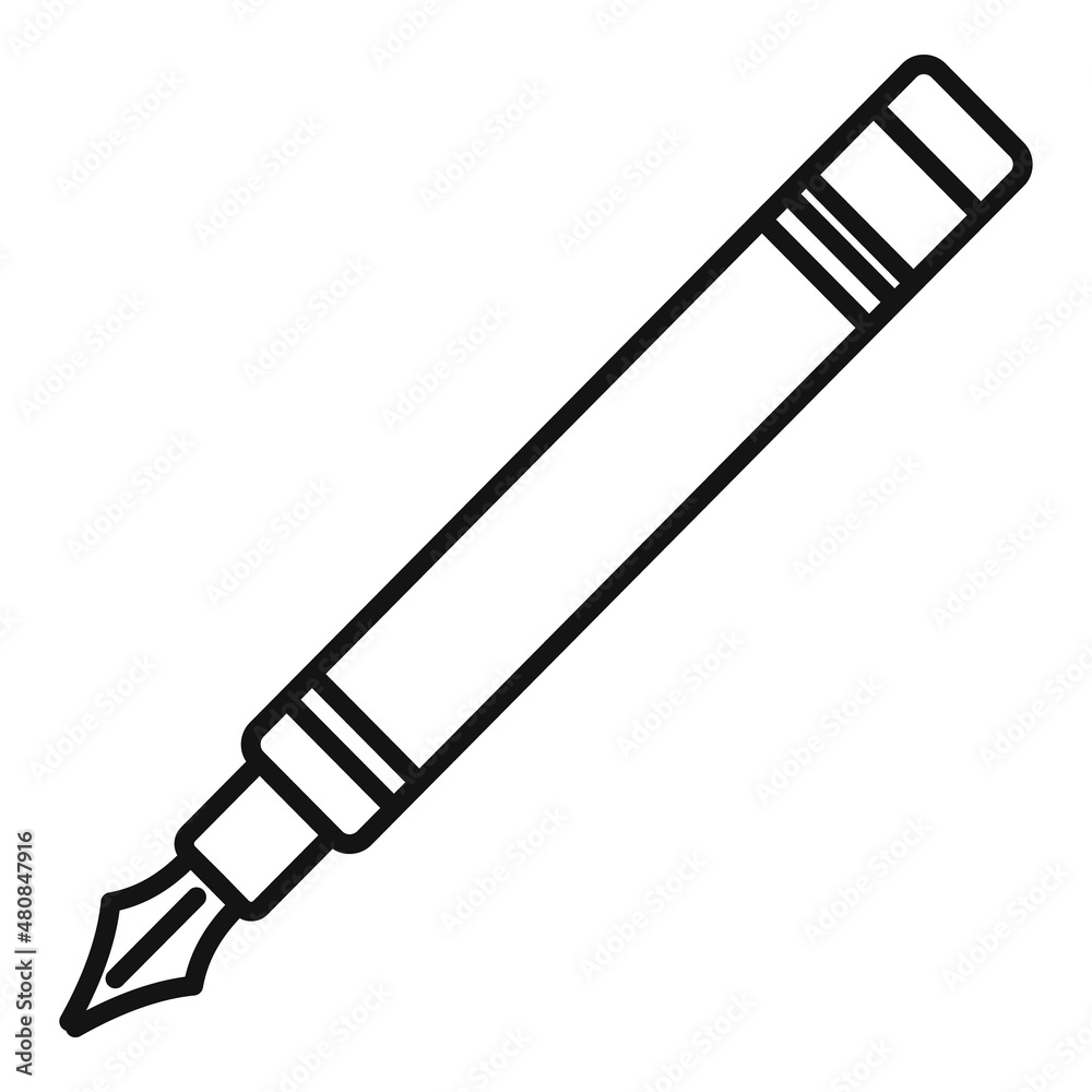Fototapeta premium Calligraphy ink pen icon outline vector. Nib tool