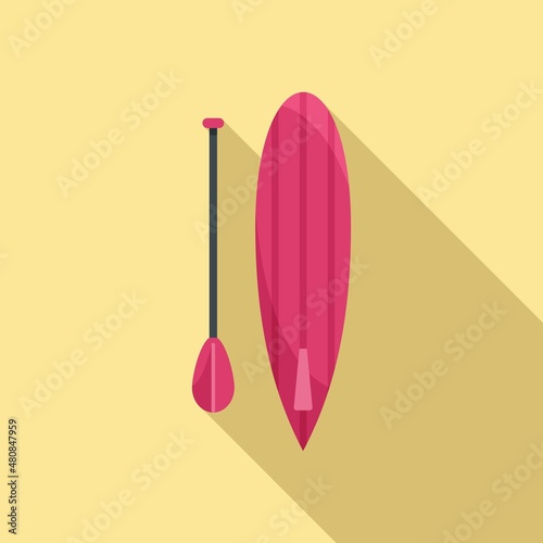 Sup surfing icon flat vector. Paddle board