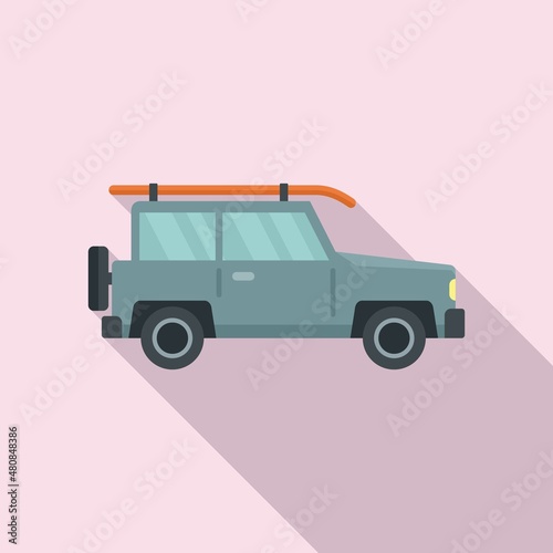 Sup surf jeep icon flat vector. Stand board