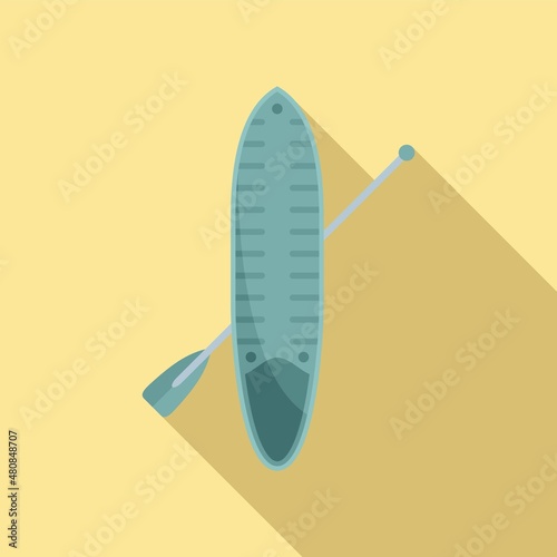 Adventure sup board icon flat vector. Paddle surf
