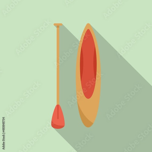 Sup kayak icon flat vector. Paddle board