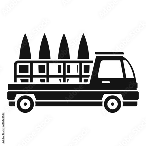 Sup surf truck icon simple vector. Paddle board