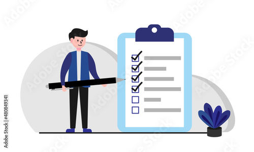 Business People Holding Pen With Checklist Contract To Do List