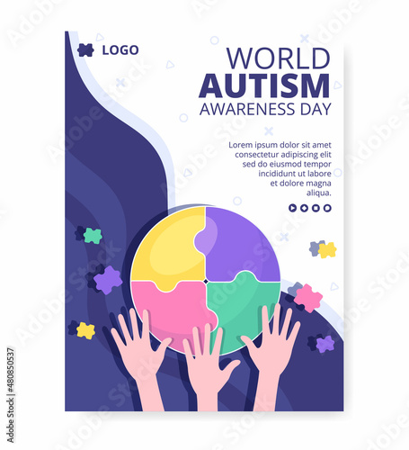 World Autism Awareness Day Poster Template Flat Illustration Editable of Square Background Suitable for Social media or Greetings Card