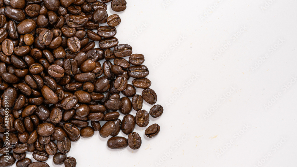 close up coffee beans isolated white background close up coffee beans isolated white background