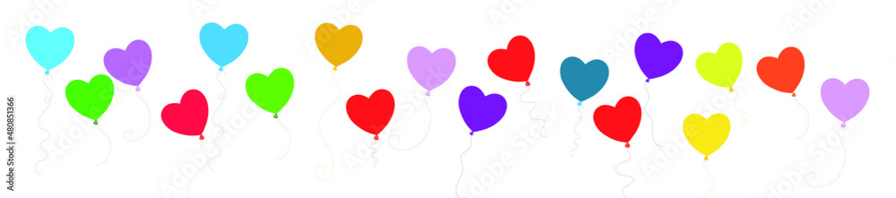 Heart-shaped balloons with ribbons
