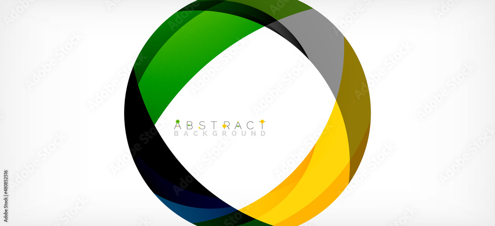 Geometric abstract background. Circle created with overlapping color shapes. Vector Illustration For Wallpaper, Banner, Background, Landing Page Geometric abstract background. Circle created with overlapping color shapes. Vector Illustration For Wallpaper, Banner, Background, Landing Page